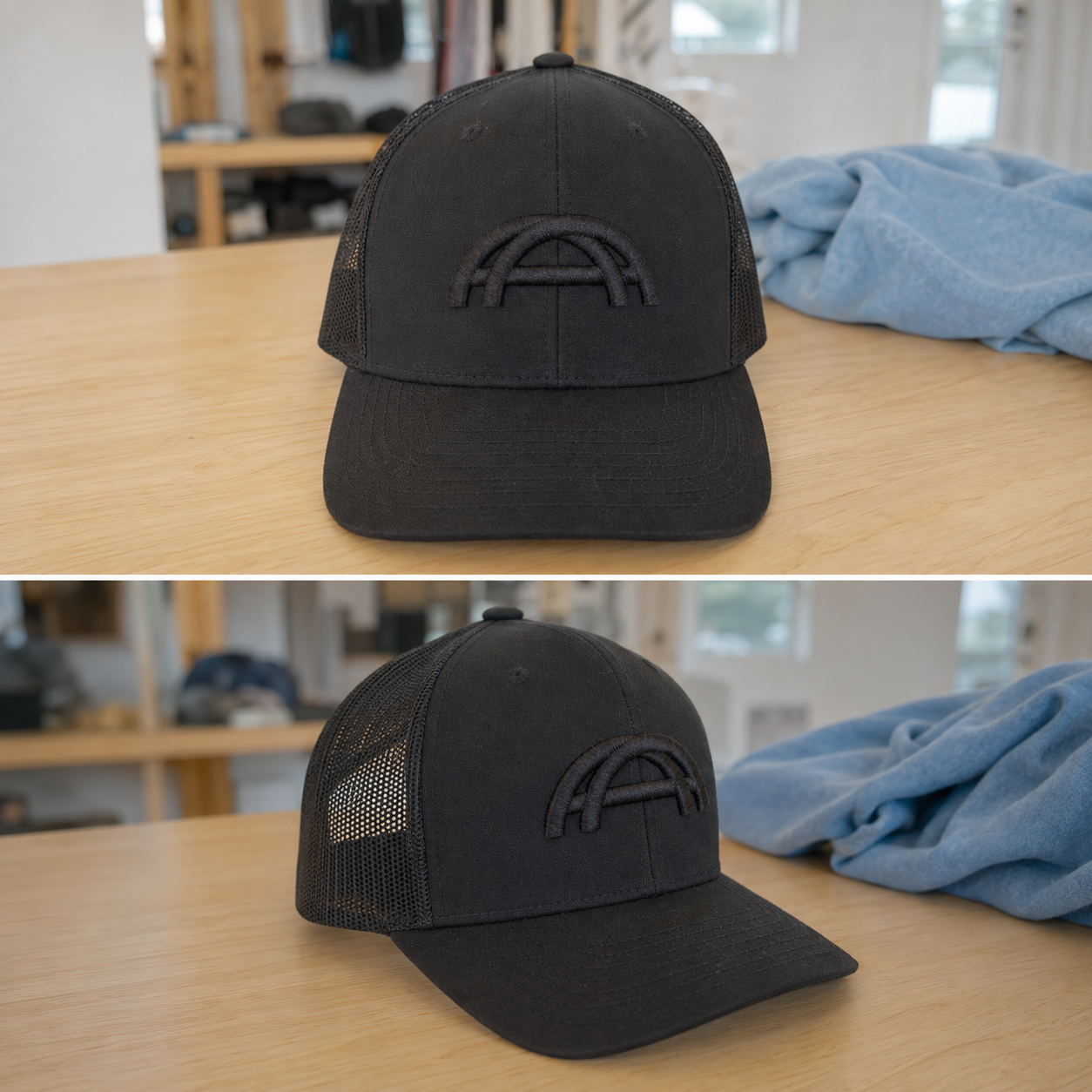 Black on Black 3D 360 Bridge Trucker Cap