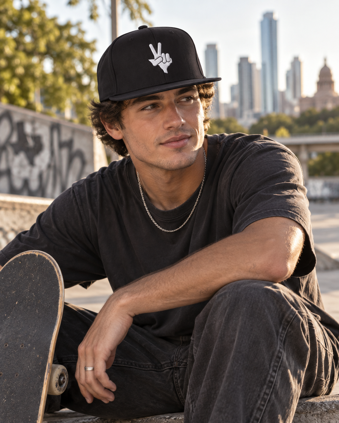 Texas Peace Sign Snapback — Lake Austin Waves