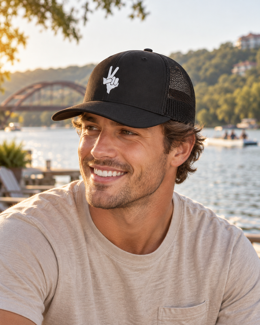 Texas Peace Sign Trucker Cap — Lake Austin Waves