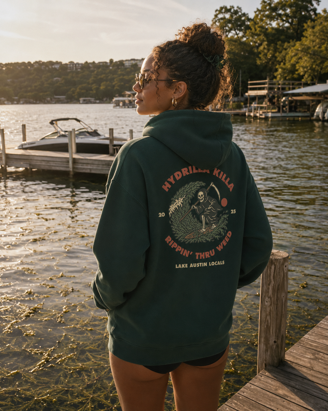 Hydrilla Killa – Lake Austin Locals Premium Hoodie (Green)